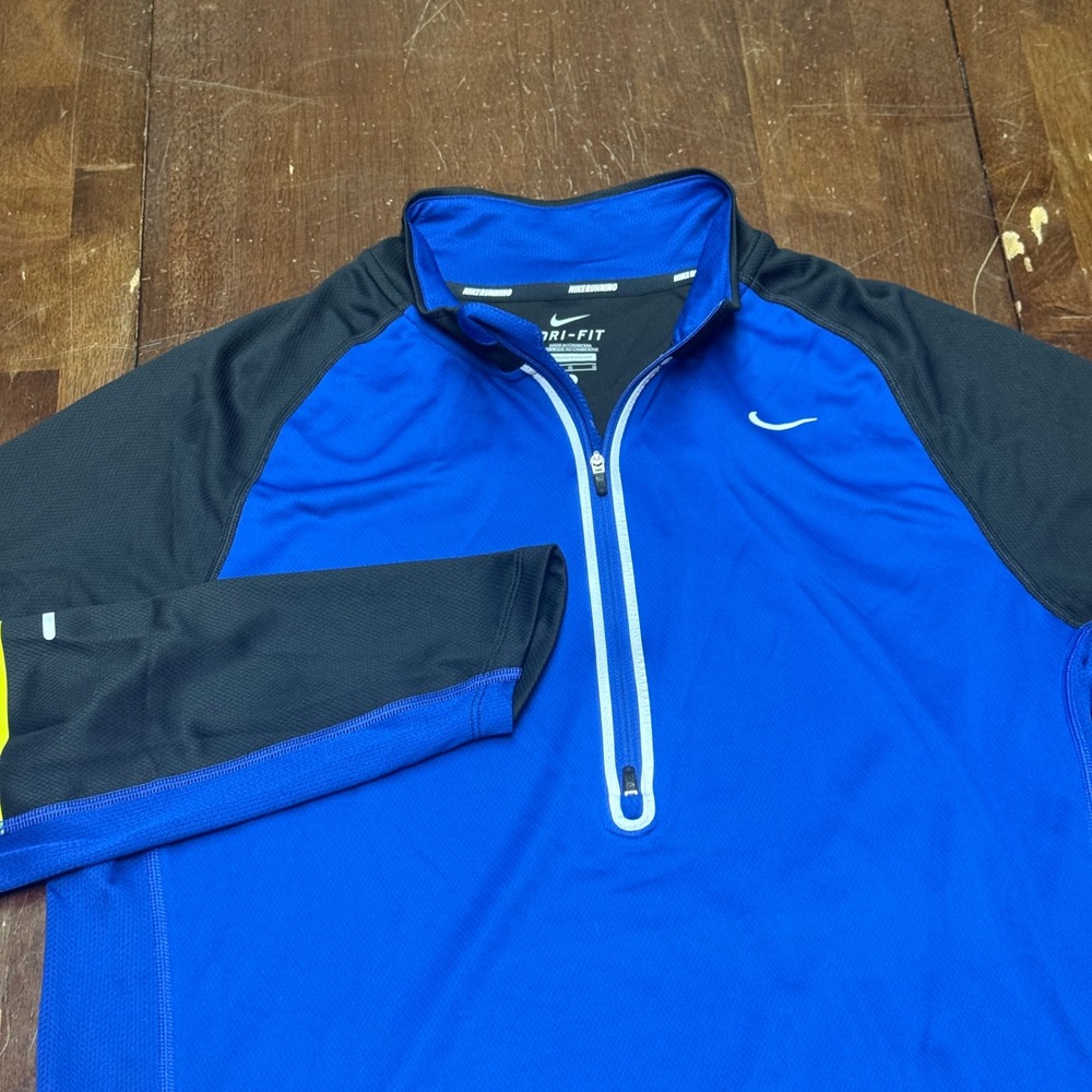 Nike‎ Running Dri-FIT 1/4 Zip Top Mens Large Blue Black 451252-436 Pullover